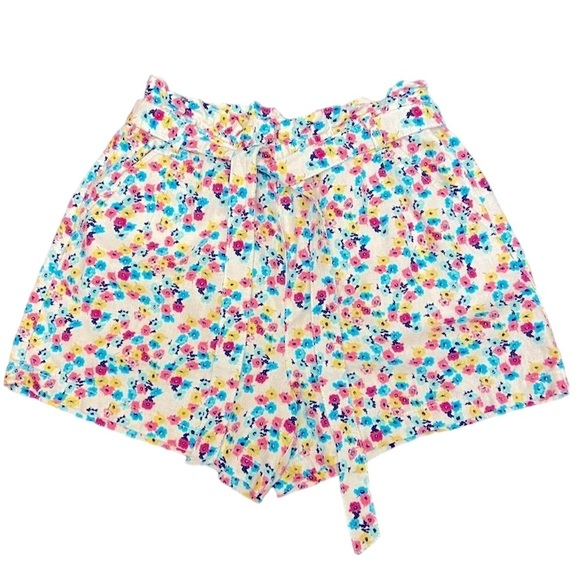 A.N.A. Floral Print Shorts Size M Linen Blend Multicolor Elastic Waistband - Picture 1 of 11